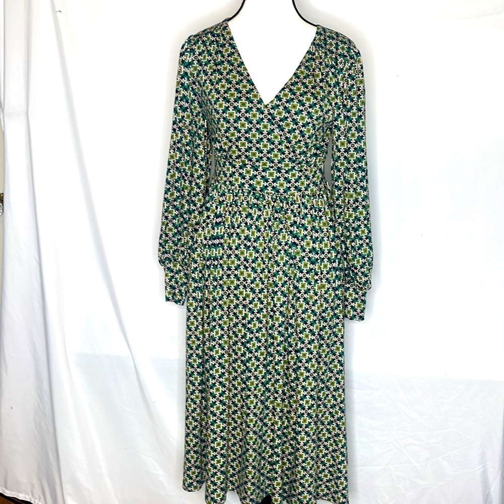 Boden Fixed Wrap Midi Dress in Shady Glade